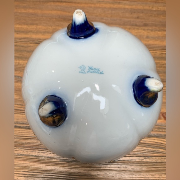 Nippon Vintage Ornate Blue and Gold Covered Jar With Landscape Scenes - Picture 8 of 16